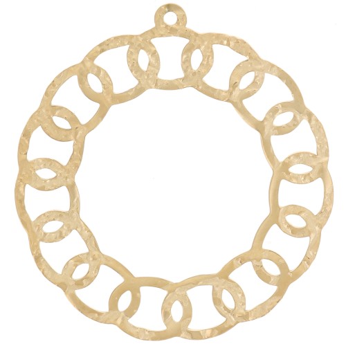 30mm Stainless steel 316L Round openwork hammered pendant - Gold x1