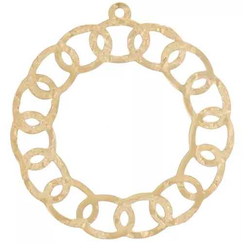 30mm Stainless steel 316L Round openwork hammered pendant - Gold x1