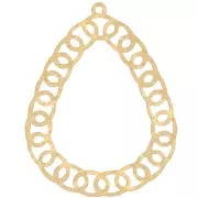 36.5x29mm Stainless steel 316L Pendant hammered openwork drop - Gold x1