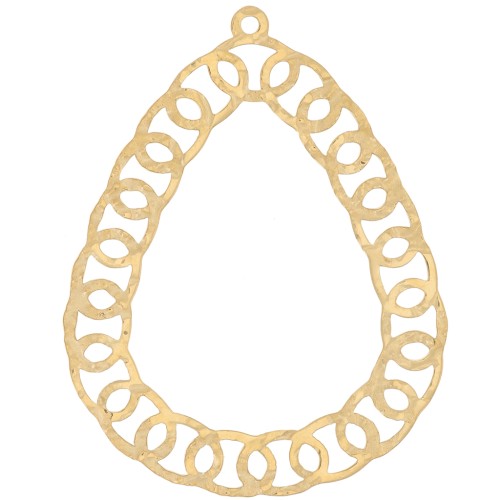 36.5x29mm Stainless steel 316L Pendant hammered openwork drop - Gold x1