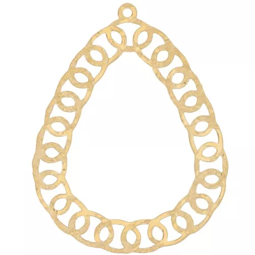 36.5x29mm Stainless steel 316L Pendant hammered openwork drop - Gold x1