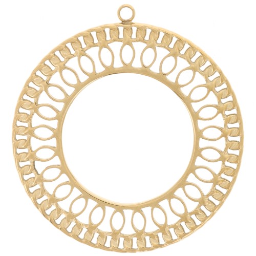 30mm Stainless steel 316L Round openwork pendant - Gold x1