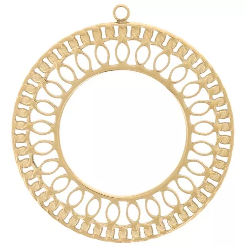 30mm Stainless steel 316L Round openwork pendant - Gold x1
