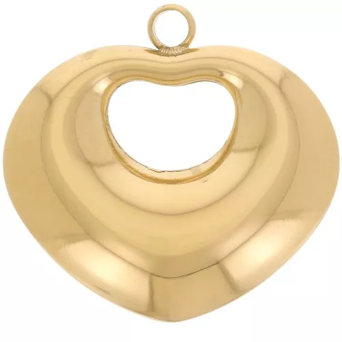 25.5x27mm Stainless steel 316L Pendants domed heart - Gold x2