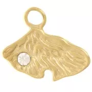 13x15mm 304L stainless steel shell charm with rhinestones - Gold x1