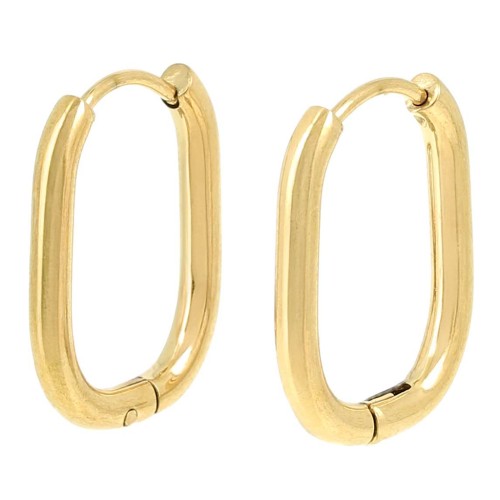 21x15mm 304L stainless steel Oval hoop earrings - Gold x2