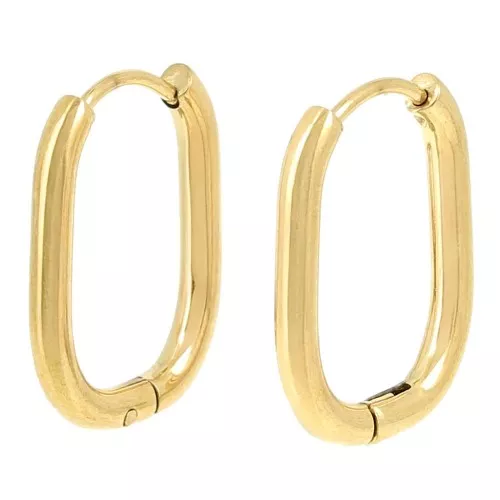 21x15mm 304L stainless steel Oval hoop earrings - Gold x2
