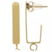 25x4mm 316L stainless steel Rectangular earstuds - open ring - Gold x2