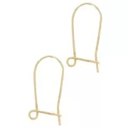 17 mm brass sleeper hook earrings, gold-plated x2