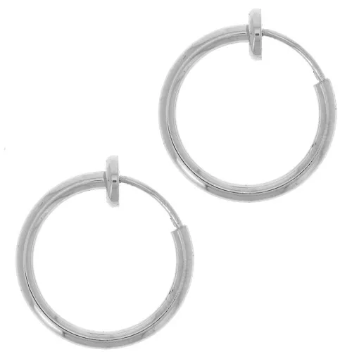 15mm 304L stainless steel Mini hoop earring clips - For non-pierced ears x2