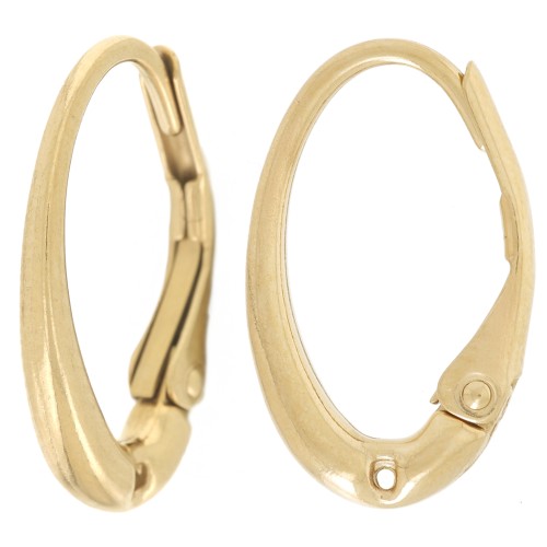 15x9mm Stainless Steel 304L Leverback Earrings with one hole - Gold x2