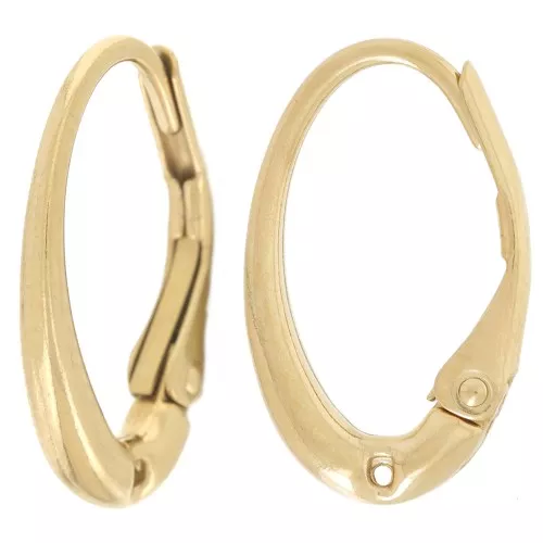 15x9mm Stainless Steel 304L Leverback Earrings with one hole - Gold x2