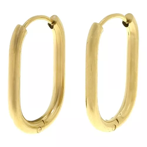 19x12mm 304L stainless steelOval hoop earrings - Gold x2