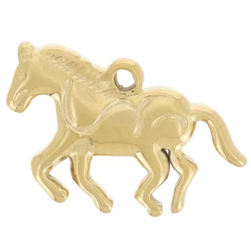 Horse Charm 11x18 mm - 304 Gold Stainless Steel x1