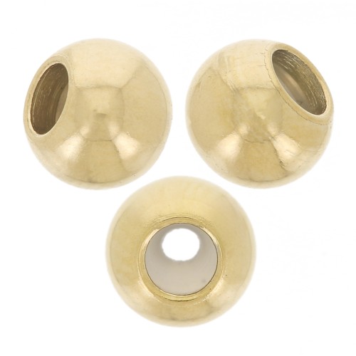 6mm 304L stainless steel stopper beads with 2mm hole - Gold x4