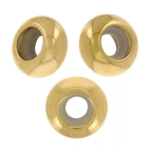 6mm 304L stainless steel stopper beads with 3mm hole - Gold x4