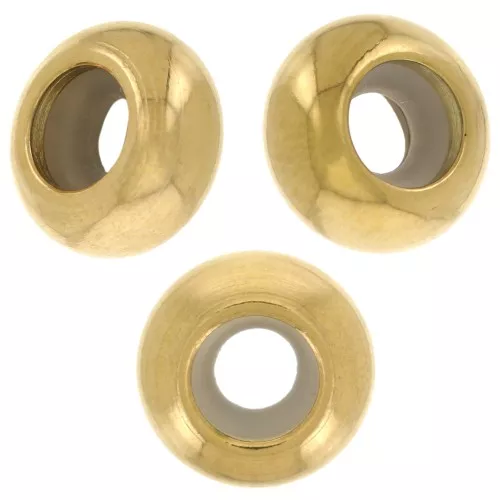 8mm 304L stainless steel stopper beads with 3mm hole - Gold x4