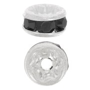 Rhinestones Rondelle 4,5mm Silver tone/Jet x4|raw }}