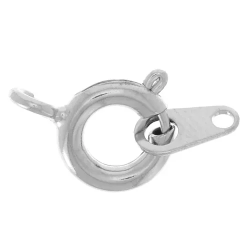 7mm Spring clasp with tag - Silver Tone x1