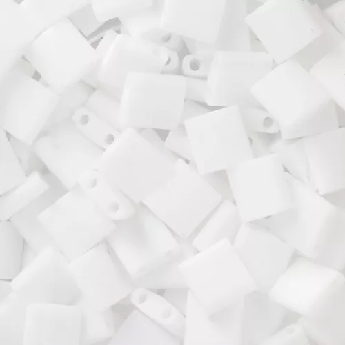 5x5x1.9mm Miyuki Tila Beads TL-402F - Opaque White Mat x10g