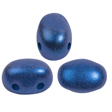 7x5mm Glass beads Samos® by Puca® - Caribbean Blue Metallic Mat x10g