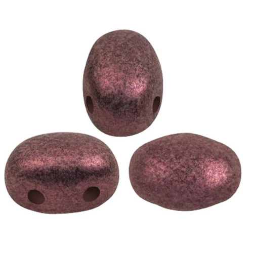 7x5mm Glass beads Samos® by Puca® - Old Red Metallic Mat x10g