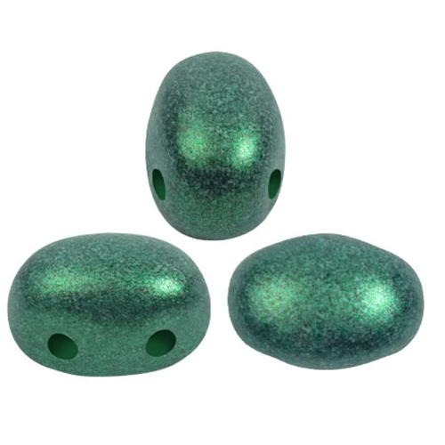 7x5mm Glass beads Samos® by Puca® - Green Forest Metallic Mat x10g