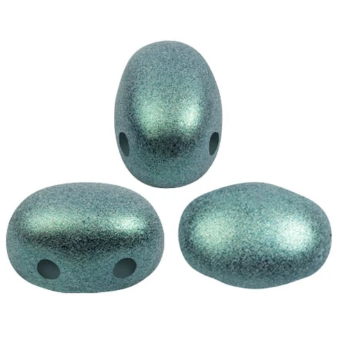 7x5mm Samos® glass beads by Puca® - Stardust Green x10g