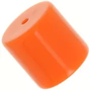 14 mm cylindrical tube bead in opaque resin - Orange x1