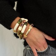 14mm Opaque resin cylindrical tube bead - Ecru x1