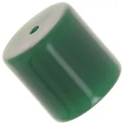 14 mm cylindrical tube bead in opaque resin - Emerald green x1