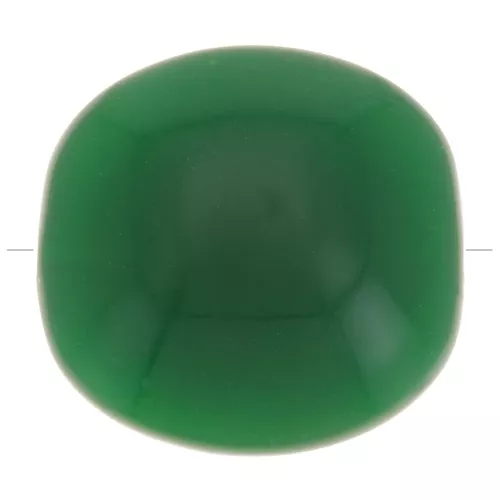 16mm Flat beads - rounded square - opaque resin - Emerald green x5