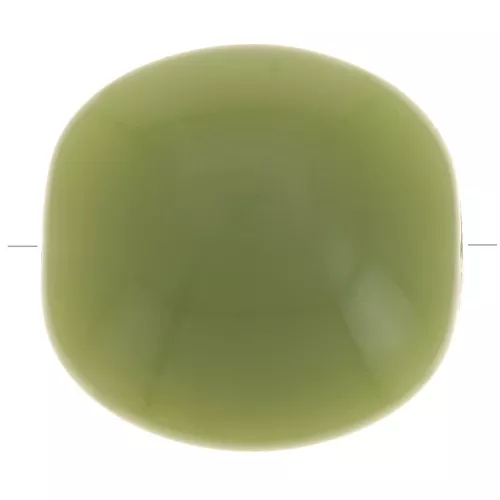16mm Flat beads - rounded square - opaque resin - Khaki x5