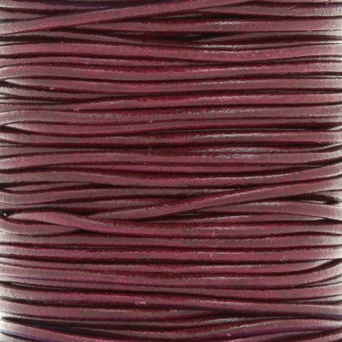 2mm European leather cord - Burgundy x1m