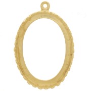Crown décor oval pendant setting - 25x18mm cabochon - 3-micron gold-plated x1