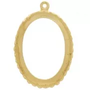 Crown décor oval pendant setting - 25x18mm cabochon - 3-micron gold-plated x1