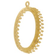 Crown décor oval pendant setting - 25x18mm cabochon - 3-micron gold-plated x1