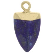 Pendant point 19x10 mm with imitation gemstone - Lapis lazuli - Gold x1