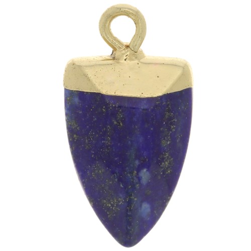 Pendant point 19x10 mm with imitation gemstone - Lapis lazuli - Gold x1
