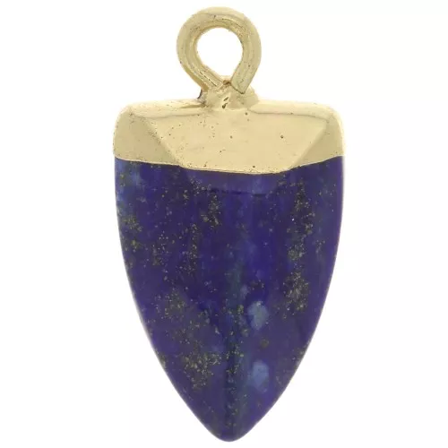 Pendant point 19x10 mm with imitation gemstone - Lapis lazuli - Gold x1