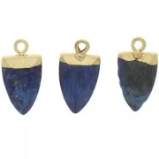 Pendant point 19x10 mm with imitation gemstone - Lapis lazuli - Gold x1