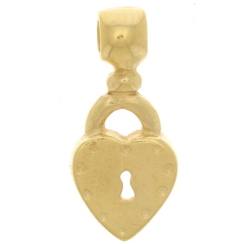 16x7mm Heart padlock pendant - 3-micron gold-plated x1