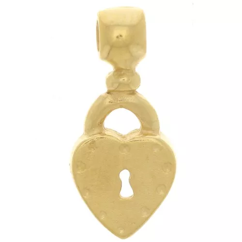 16x7mm Heart padlock pendant - 3-micron gold-plated x1