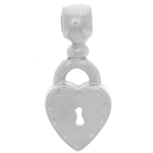 16x7mm 925 Sterling Silver Heart padlock pendant x1