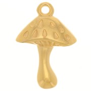 18.5x13 mm mushroom charm with epoxy resin - Fine gold plated - Red x1
