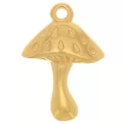 18.5x13 mm mushroom charm with epoxy resin - Fine gold plated - Red x1