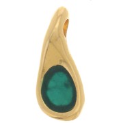 13x6 mm drop charm with epoxy resin - Fine gold plated - Green x1|raw }}