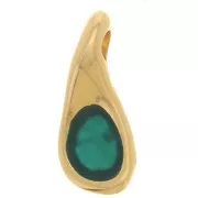 13x6 mm drop charm with epoxy resin - Fine gold plated - Green x1