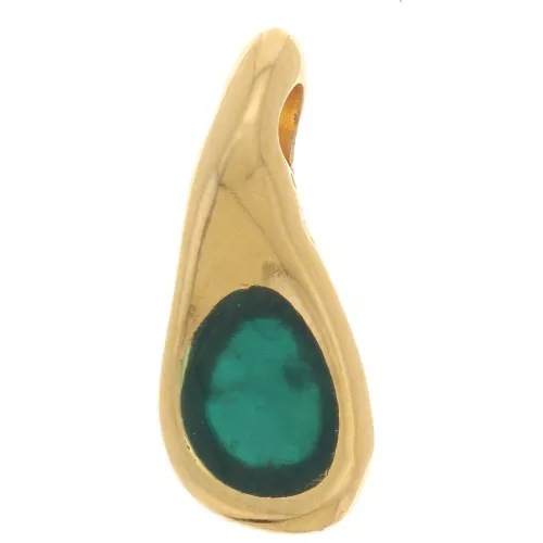 13x6 mm drop charm with epoxy resin - Fine gold plated - Green x1