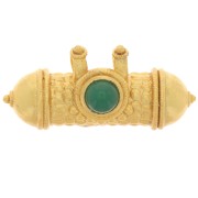 15x30mm Ethnic tube pendant gemstone cabochon - Fine gold plated - Green onyx x1|raw }}